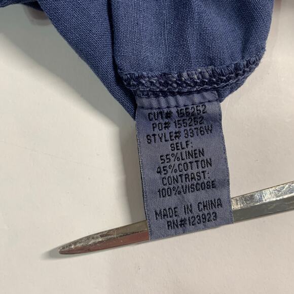 XCVI Wearables L Womens Blue Linen Cotton Blend Shirt Dress Breathable Travel - Picture 6 of 9